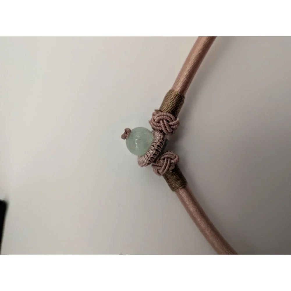 Smithsonian Hand Painted Porcelain Bat Shard Necklace Mauve Silk Jade Closure - Picture 9 of 9